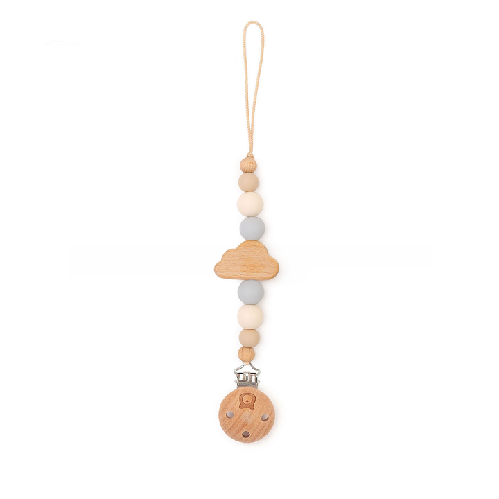JBØRN Cloud Pacifier Clip Powder Blue & Ivory - Personalisable Baby Products Sold and Personalised by JustBørn