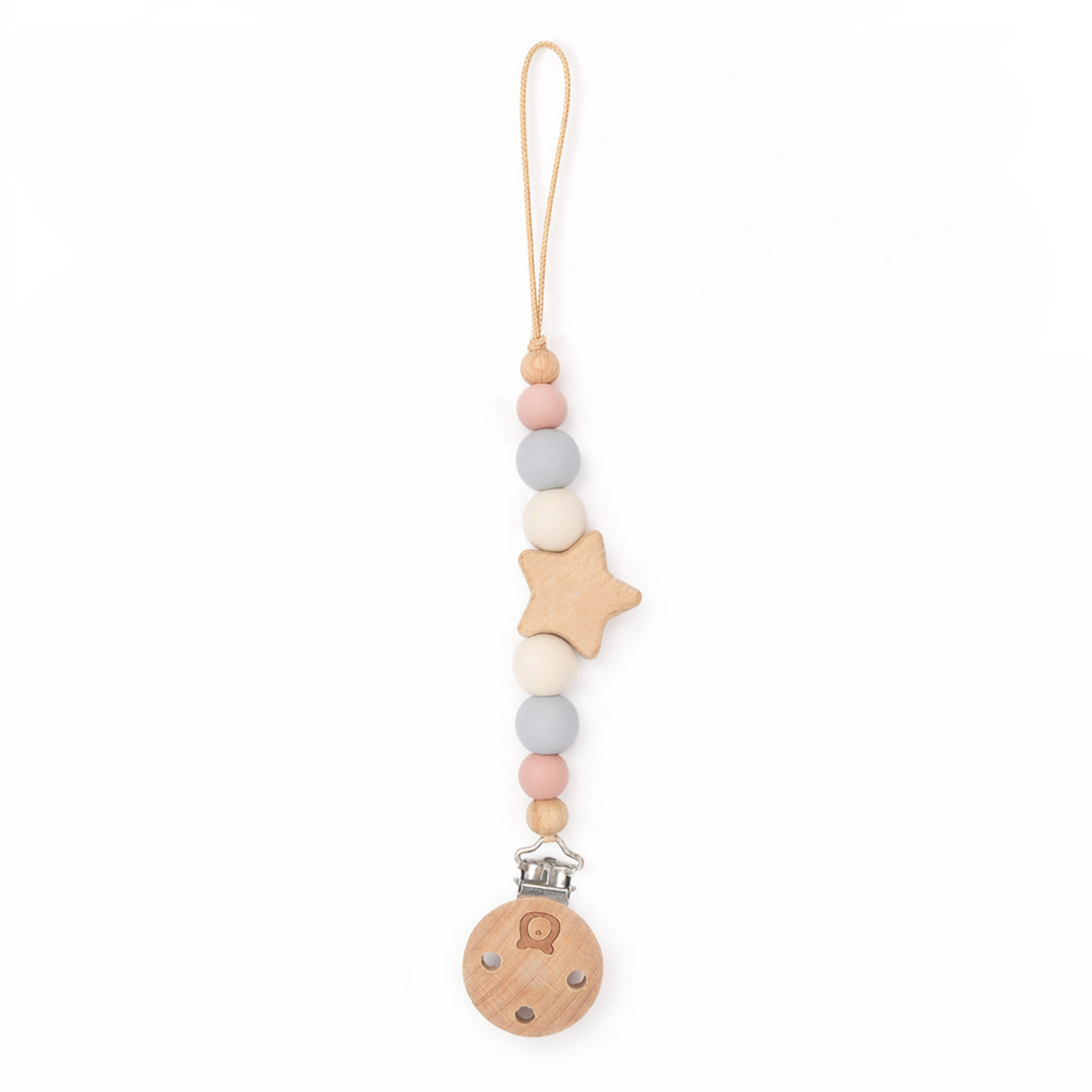 JBØRN Star Pacifier Clip Blush - Personalisable Baby Products Sold and Personalised by JustBørn