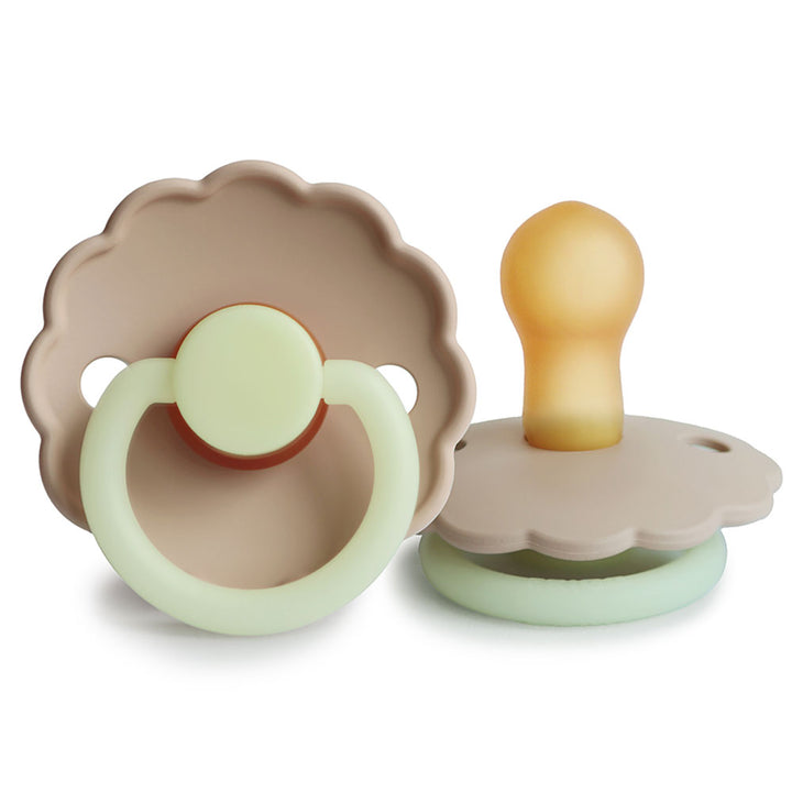 FRIGG Daisy Natural Rubber Latex Pacifier Croissant Night Glow - Personalisable Baby Products Sold and Personalised by JustBørn