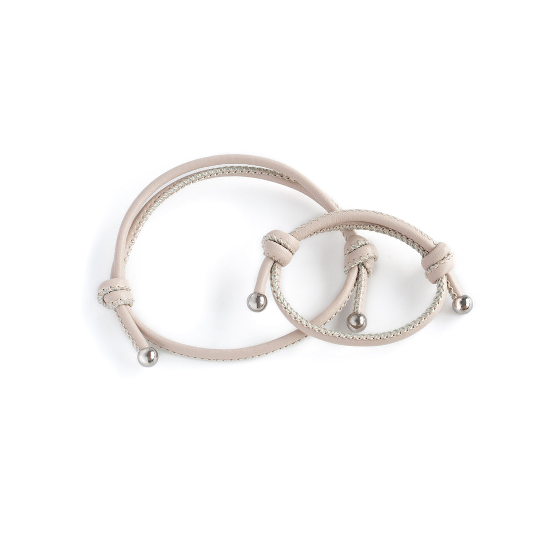 JBØRN Parent & Child Leather Bracelets Sand - Personalisable Baby Products Sold and Personalised by JustBørn