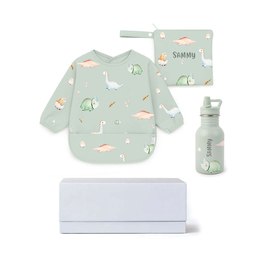 JBØRN First Birthday Gift Set | Personalised Water Bottle & Matching Sleeved Bib - Personalisable Baby Products Sold and Personalised by JustBørn