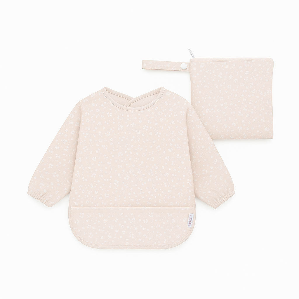 JBØRN Long Sleeve Baby Feeding Bib with Personalised Travel Bag Flower - Personalisable Baby Products Sold and Personalised by JustBørn