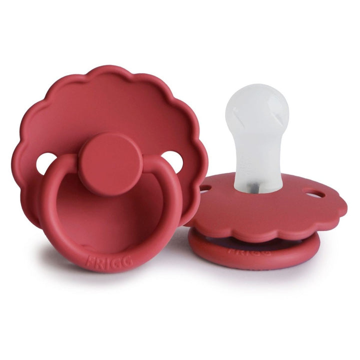 FRIGG Daisy Silicone Pacifier Scarlet Size 1 (0-6 months) - Personalisable Baby Products Sold and Personalised by JustBørn