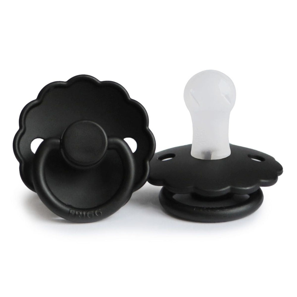 FRIGG Daisy Silicone Pacifier Jet Black Size 1 (0-6 months) - Personalisable Baby Products Sold and Personalised by JustBørn