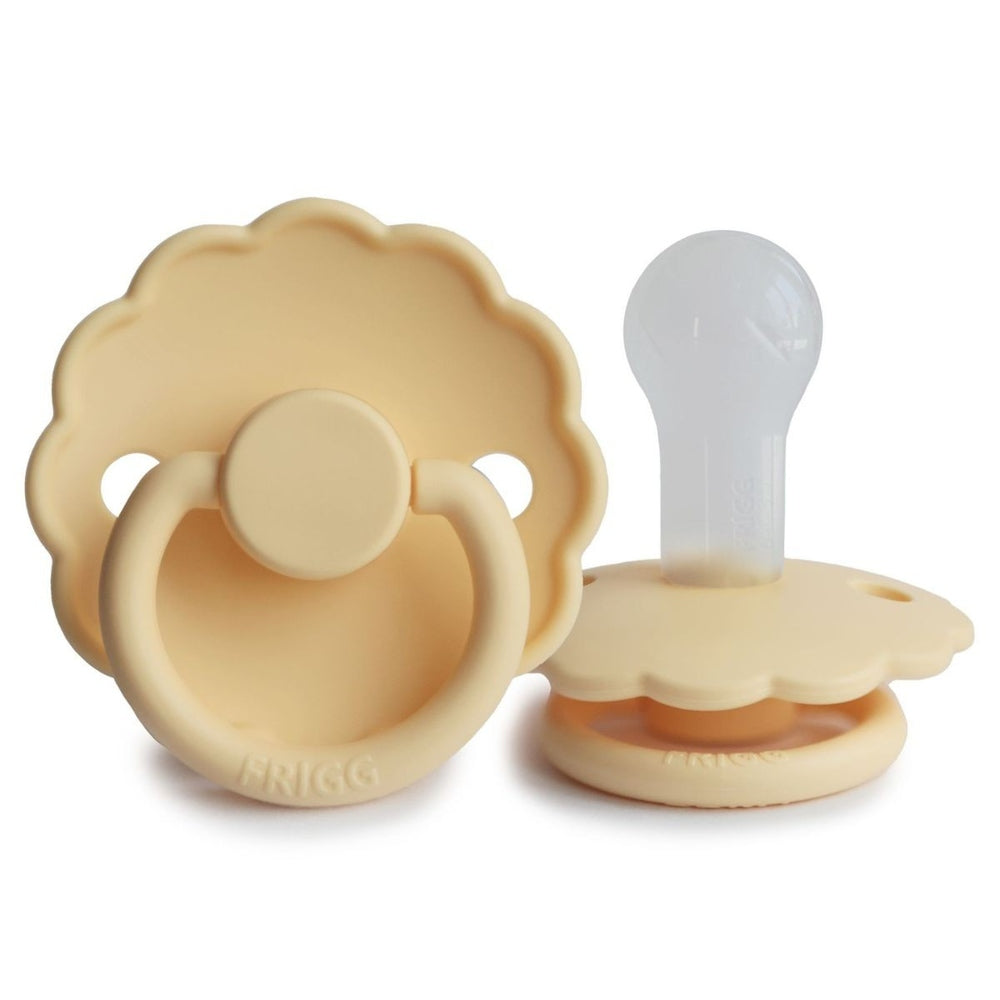 FRIGG Daisy Silicone Pacifier Pale Daffodil - Personalisable Baby Products Sold and Personalised by JustBørn