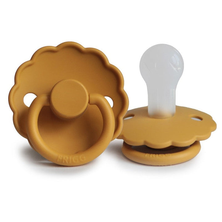 FRIGG Daisy Silicone Pacifier Honey Gold - Personalisable Baby Products Sold and Personalised by JustBørn