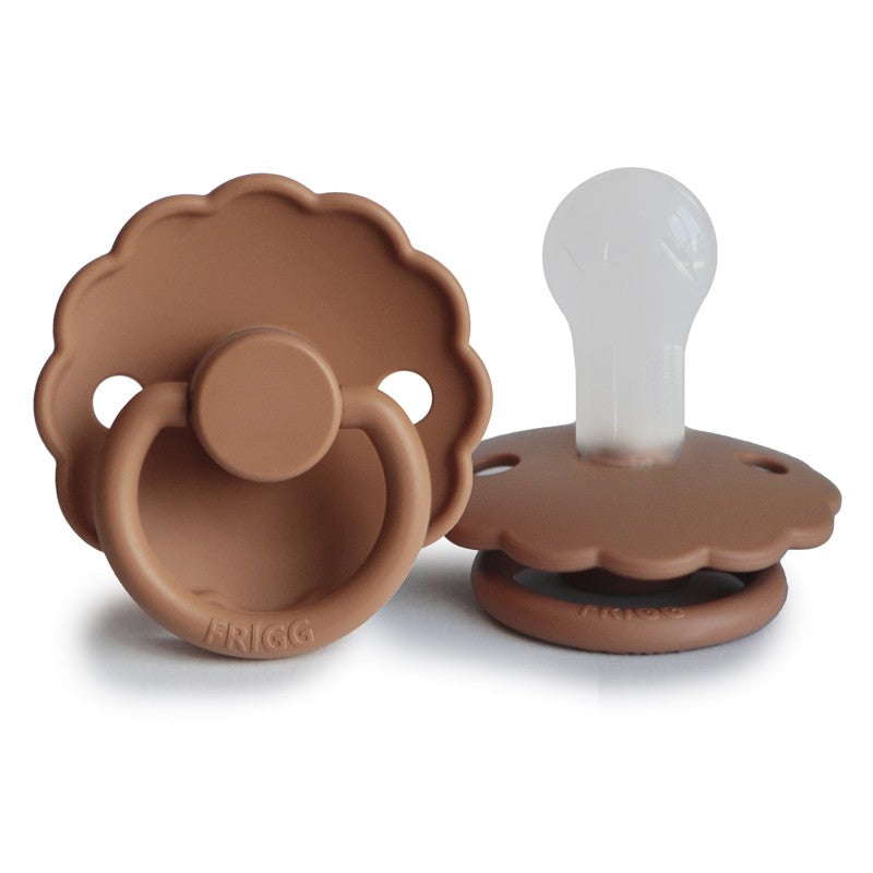 FRIGG Daisy Silicone Pacifier Peach Bronze Size 1 (0-6 months) - Personalisable Baby Products Sold and Personalised by JustBørn