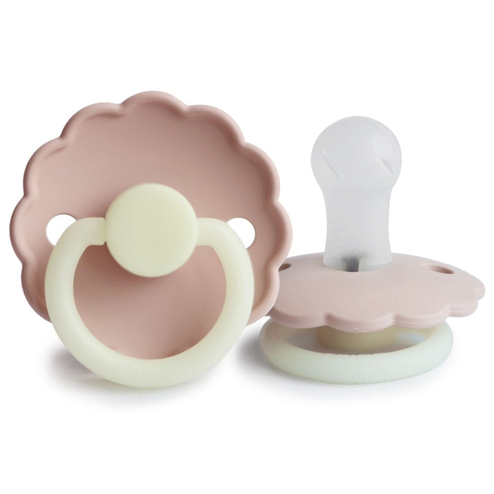 FRIGG Daisy Silicone Pacifier Blush Night Glow - Personalisable Baby Products Sold and Personalised by JustBørn