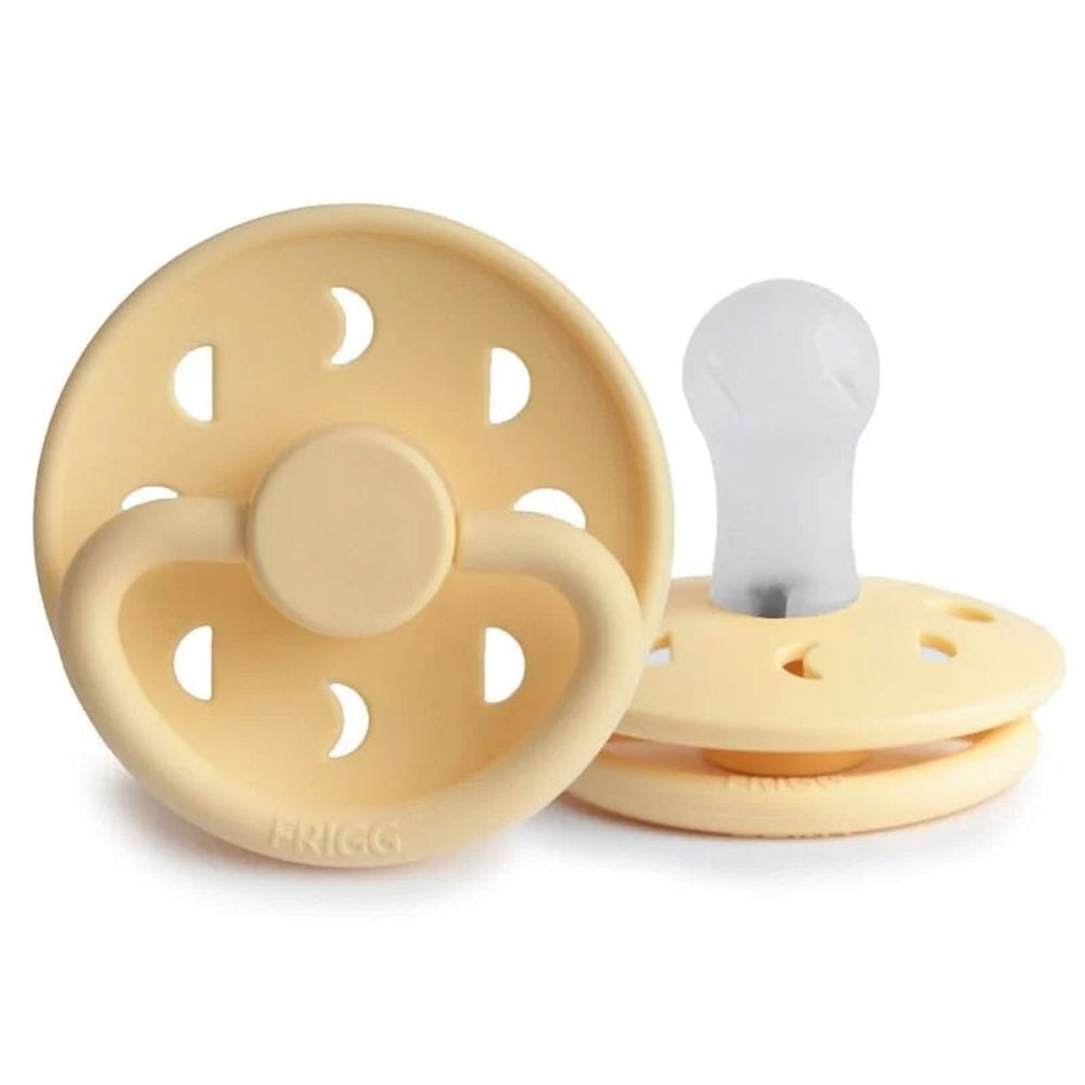 FRIGG Moon Silicone Pacifier Pale Daffodil - Personalisable Baby Products Sold and Personalised by JustBørn