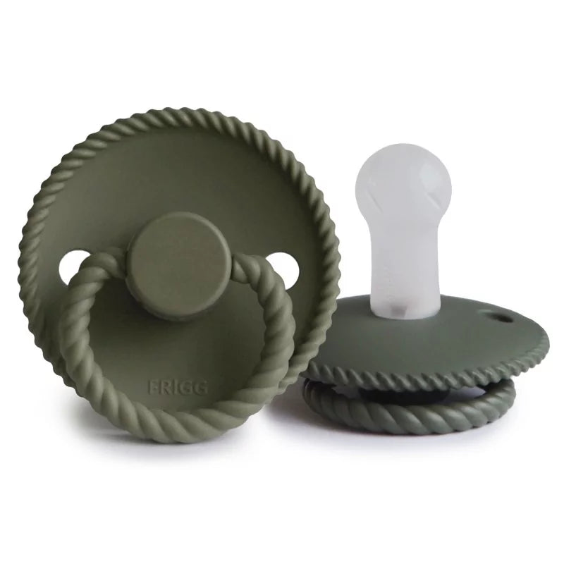 FRIGG Rope Silicone Pacifiers Olive - Personalisable Baby Products Sold and Personalised by JustBørn