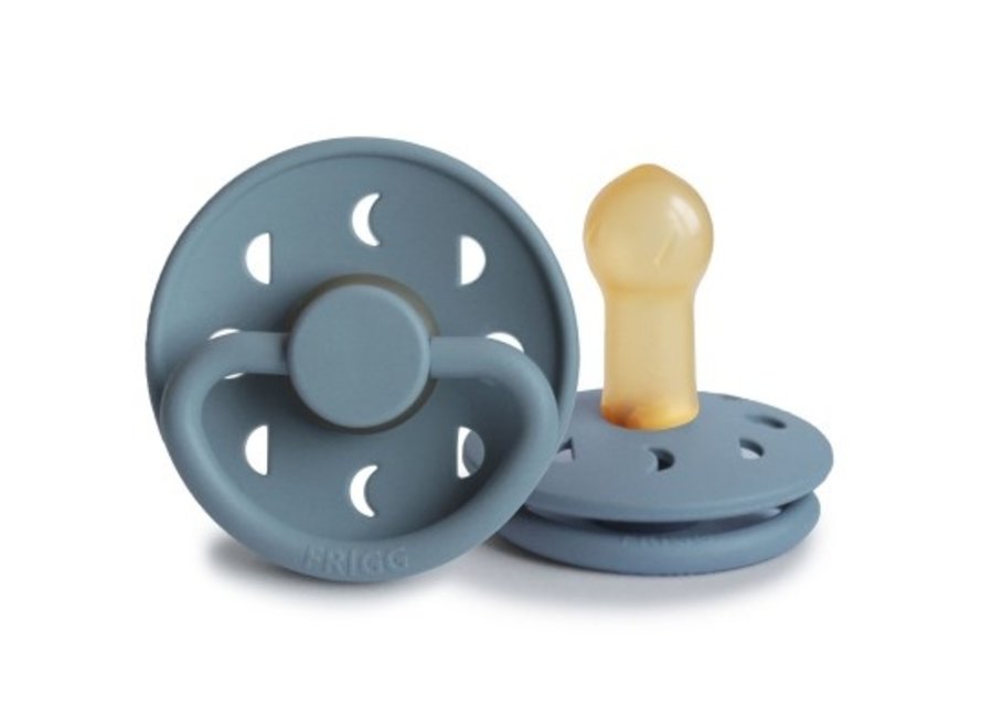 FRIGG Moon Natural Rubber Latex Pacifier Stone Blue - Personalisable Baby Products Sold and Personalised by JustBørn