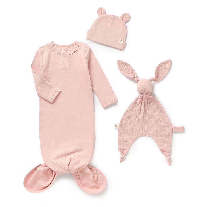 JBØRN Baby Sleep Set | Organic Cotton Sleeping Gown & Comforter Set (0–6M) Gown & Comforter Set | Blush - Personalisable Baby Products Sold and Personalised by JustBørn