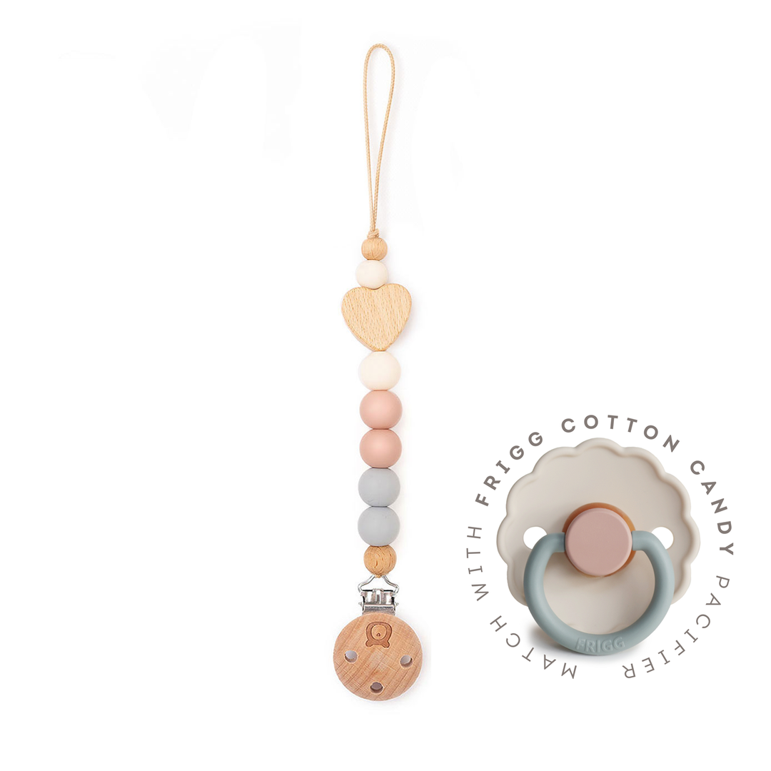 JBØRN Heart Colour Block Pacifier Clip Cotton Candy - Personalisable Baby Products Sold and Personalised by JustBørn