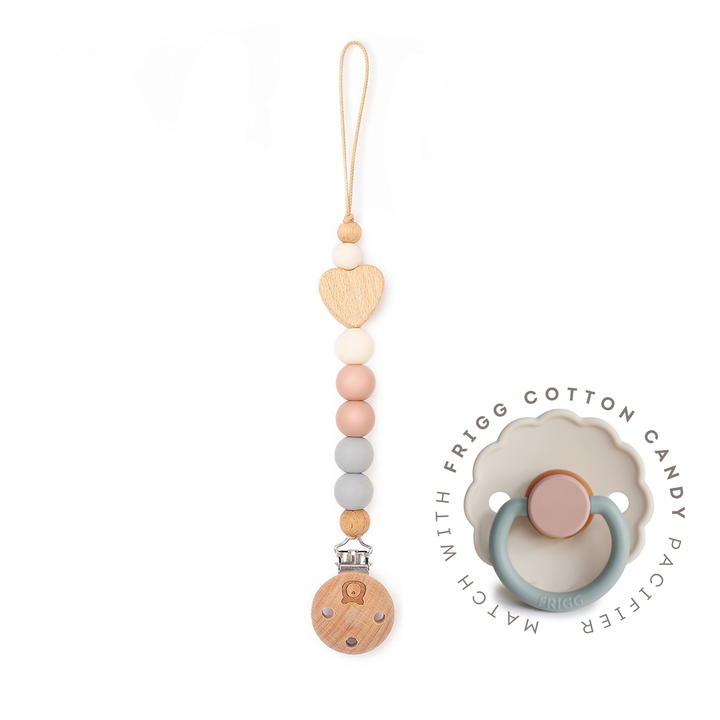 JBØRN Heart Colour Block Pacifier Clip Cotton Candy - Personalisable Baby Products Sold and Personalised by JustBørn