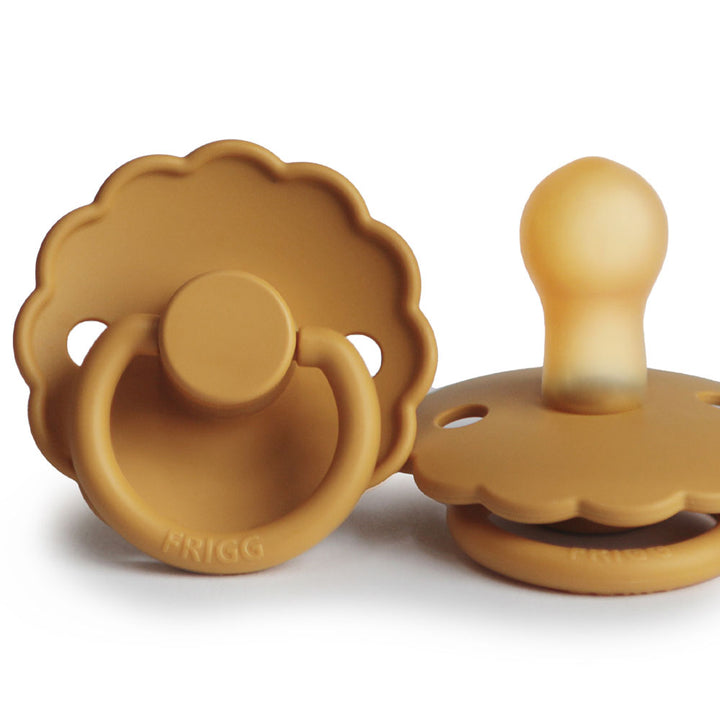 FRIGG Daisy Natural Rubber Latex Pacifier Honey Gold Size 1 (0-6 months) - Personalisable Baby Products Sold and Personalised by JustBørn