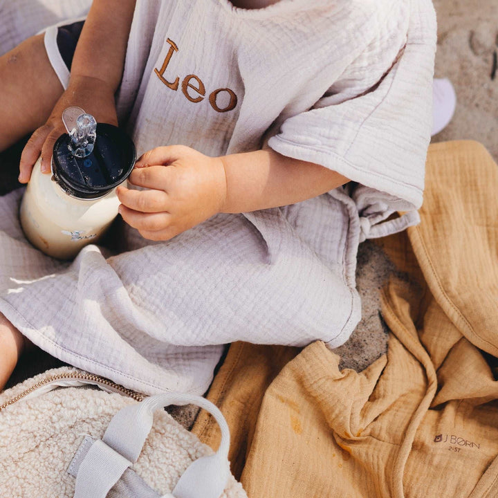 JBØRN Organic Cotton Muslin Hooded Poncho Towel - Personalisable Baby Products Sold and Personalised by JustBørn