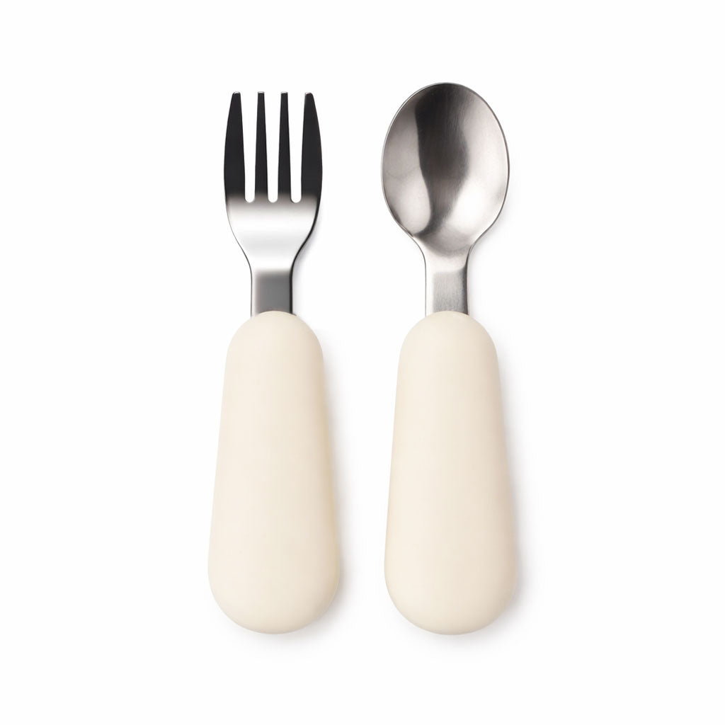 JBØRN Stainless Steel Kids Cutlery Set | Personalisable Ivory - Personalisable Baby Products Sold and Personalised by JustBørn