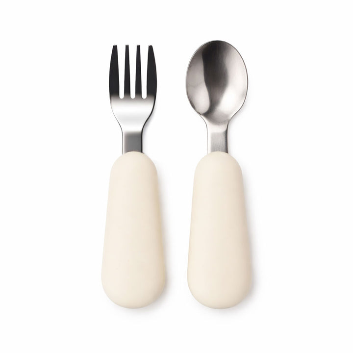 JBØRN Stainless Steel Kids Cutlery Set | Personalisable Ivory - Personalisable Baby Products Sold and Personalised by JustBørn