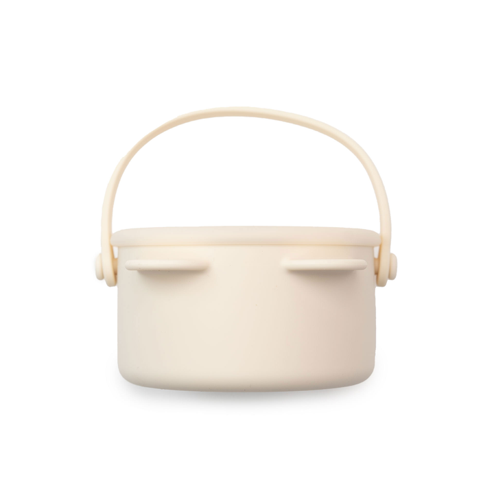 JBØRN Baby Snack Cup With Lid & Handle Ivory Snack Pot - Personalisable Baby Products Sold and Personalised by JustBørn