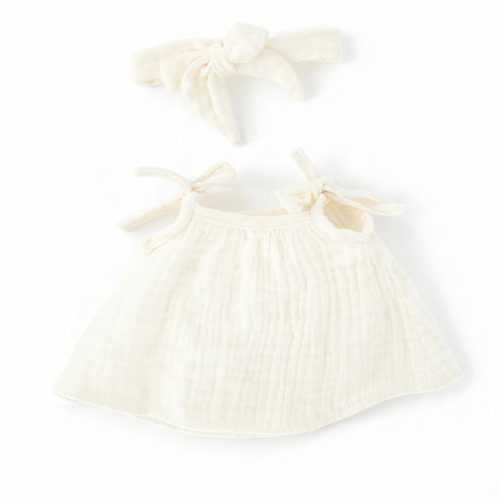 JBØRN Personalised Soft Toy Outfits Ivory Tie Dress - Personalisable Baby Products Sold and Personalised by JustBørn