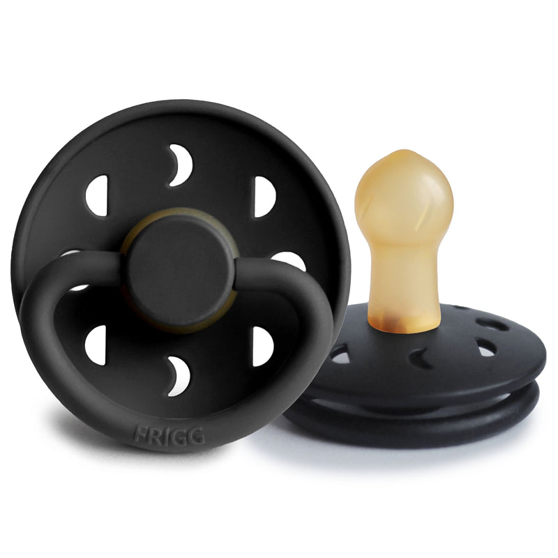 FRIGG Moon Natural Rubber Latex Pacifier Jet Black Size 1 (0-6 months) - Personalisable Baby Products Sold and Personalised by JustBørn
