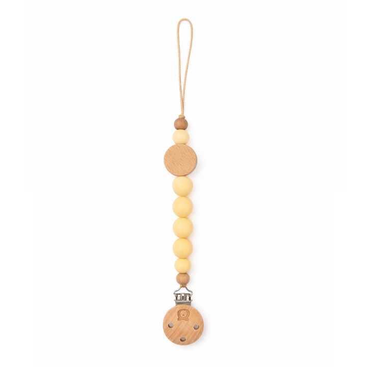 JBØRN Pacifier Clip Pale Daffodil Yes - Personalisable Baby Products Sold and Personalised by JustBørn