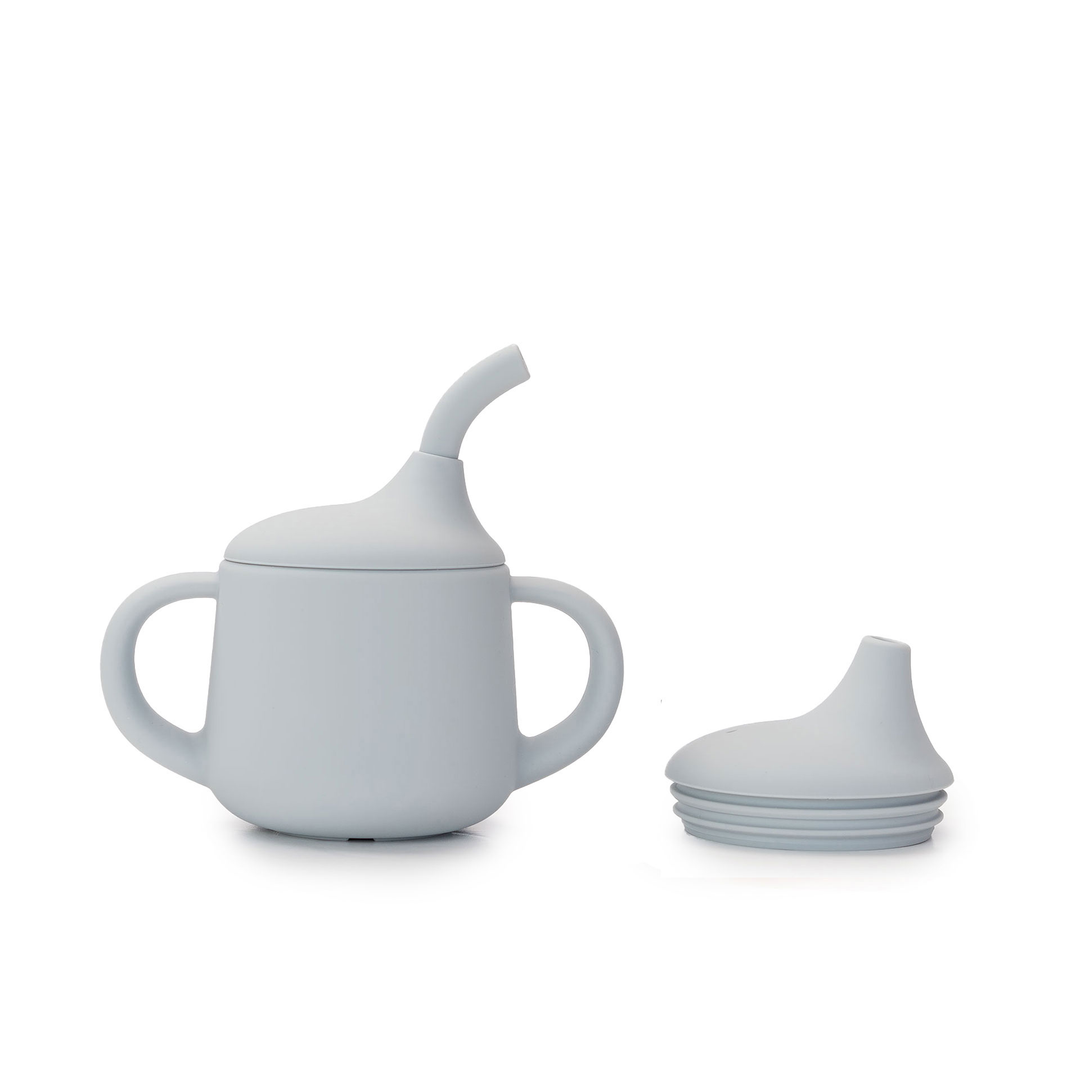 JBØRN 3-in-1 Drinking Sippy Cup Powder Blue - Personalisable Baby Products Sold and Personalised by JustBørn