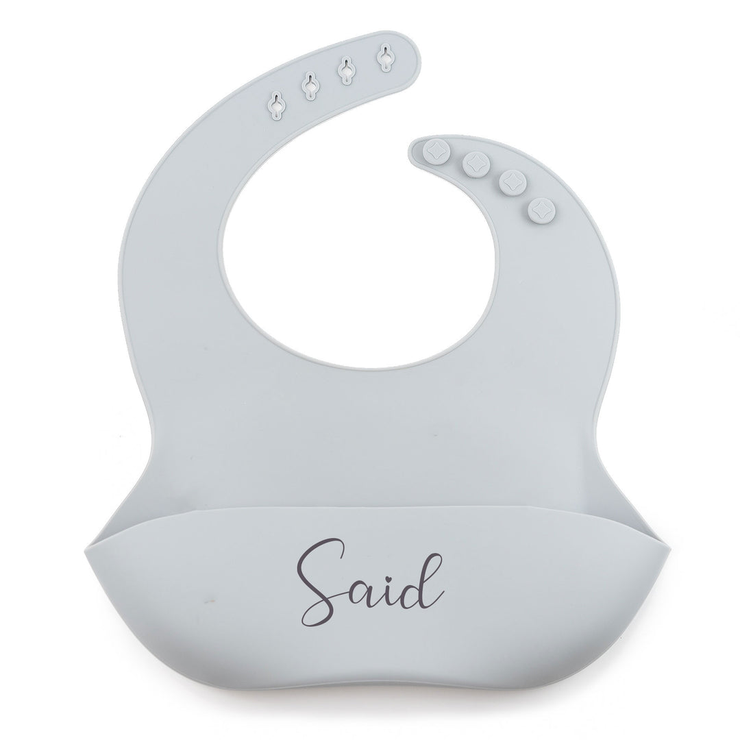 JBØRN Silicone Baby Feeding Bib | Weaning Essentials Powder Blue - Personalisable Baby Products Sold and Personalised by JustBørn