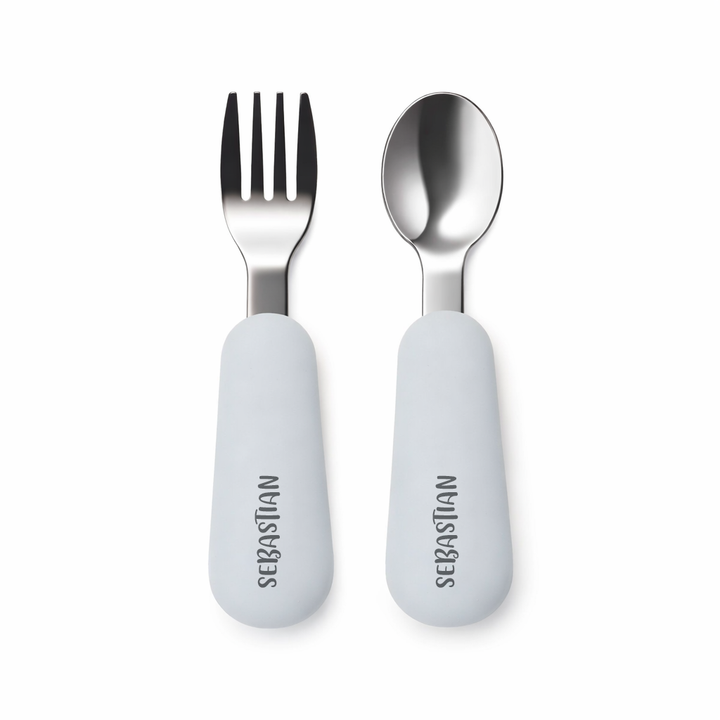 JBØRN Stainless Steel Kids Cutlery Set | Personalisable Powder Blue - Personalisable Baby Products Sold and Personalised by JustBørn