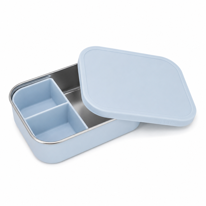 JBØRN Personalised Lunch Box Powder Blue Lunch Box - Personalisable Baby Products Sold and Personalised by JustBørn