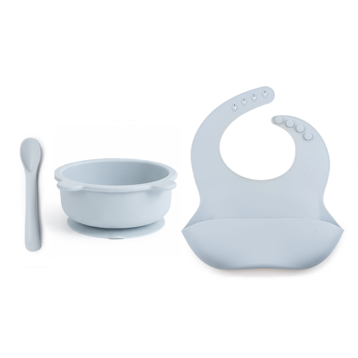 JBØRN Baby Weaning Basic Set Powder Blue - Personalisable Baby Products Sold and Personalised by JustBørn