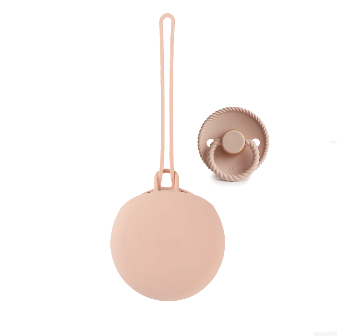 FRIGG Latex Pacifier & Matching JBØRN Holder Pod Rope Blush & Pod - Personalisable Baby Products Sold and Personalised by JustBørn