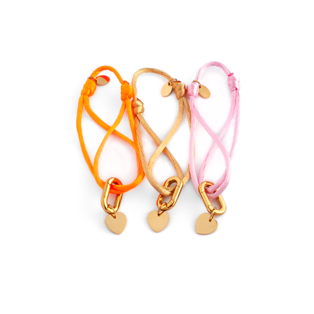 JBØRN Satin Cord Bracelet with Heart in Lock Pendant | Personalisable Gold Charm - Personalisable Baby Products Sold and Personalised by JustBørn