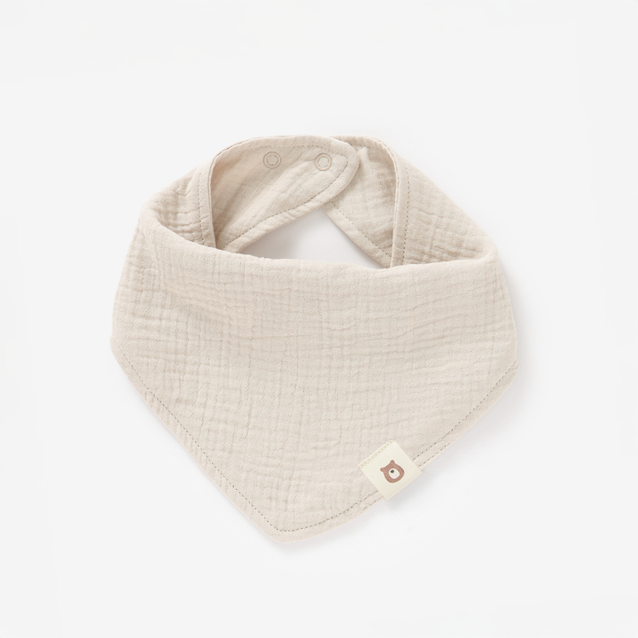 JBØRN Organic Cotton Muslin Baby Bib Sandstone Muslin Bib - Personalisable Baby Products Sold and Personalised by JustBørn