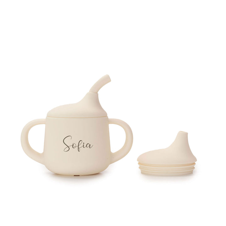 JBØRN 3-in-1 Drinking Sippy Cup Ivory - Personalisable Baby Products Sold and Personalised by JustBørn