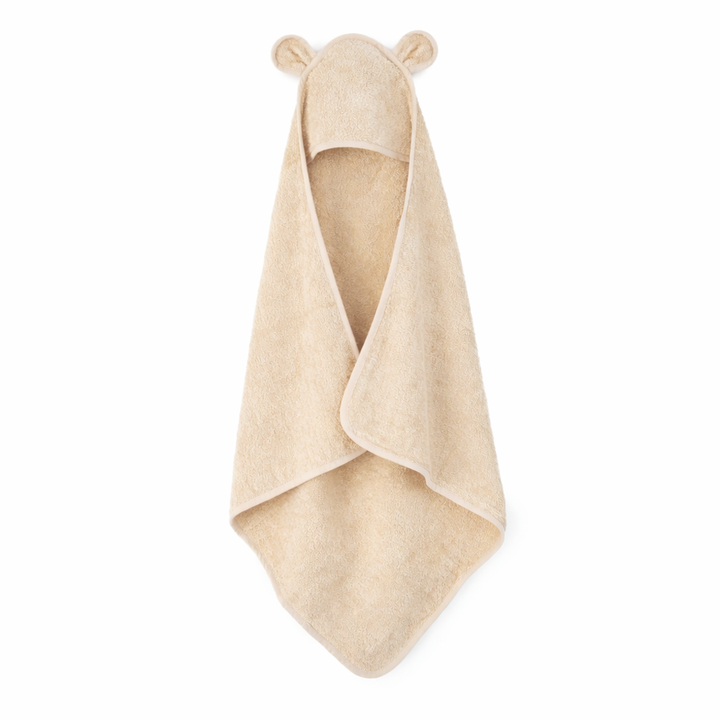 JBØRN Organic Cotton Baby Hooded Towel with Ears Vanilla Towel - Personalisable Baby Products Sold and Personalised by JustBørn