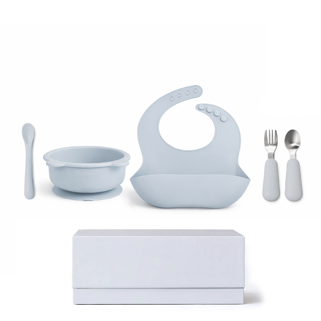 JBØRN Baby Weaning Starter Gift Box Powder Blue - Personalisable Baby Products Sold and Personalised by JustBørn