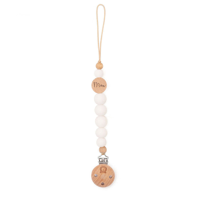JBØRN Pacifier Clip White Yes - Personalisable Baby Products Sold and Personalised by JustBørn