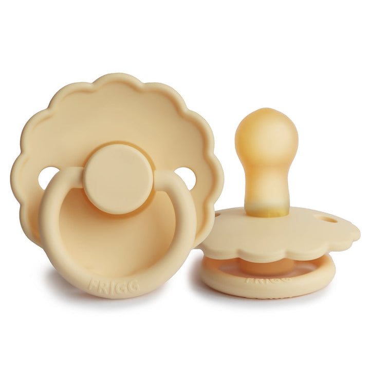 FRIGG Daisy Natural Rubber Latex Pacifier Pale Daffodil - Personalisable Baby Products Sold and Personalised by JustBørn