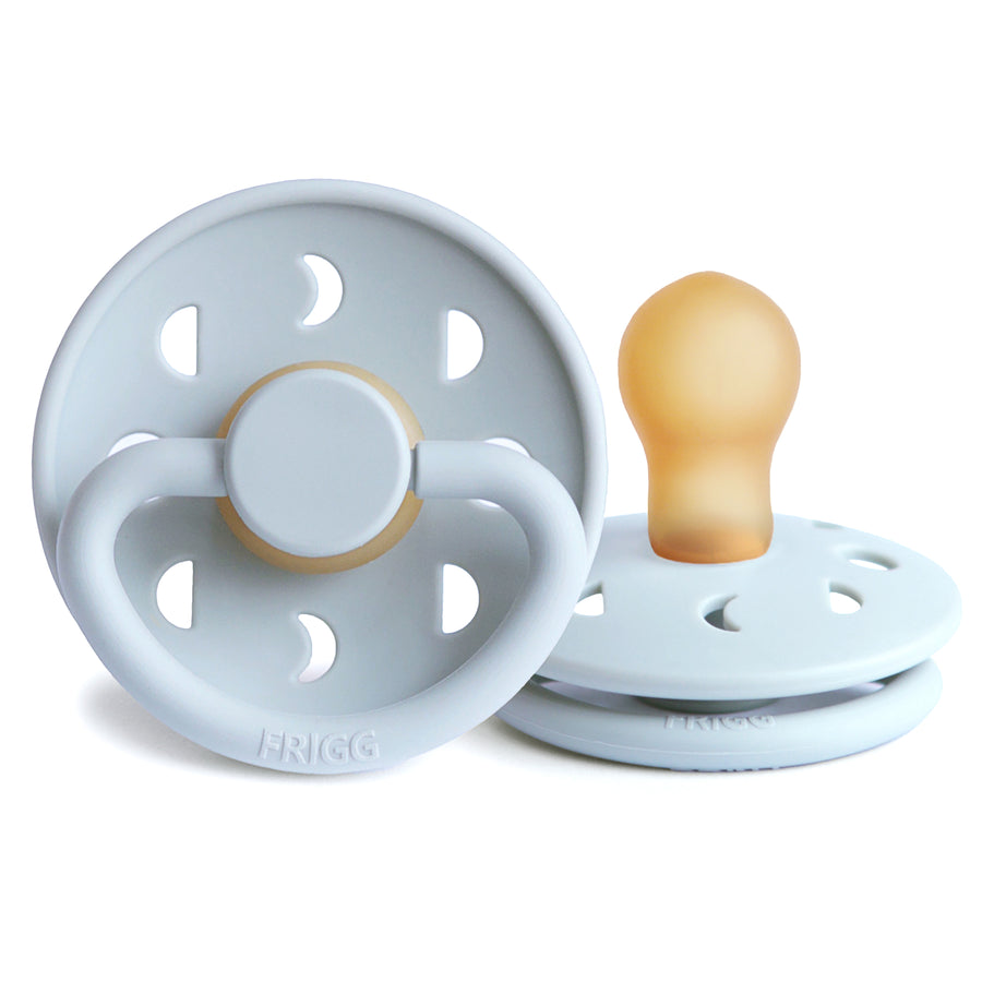 FRIGG Moon Natural Rubber Latex Pacifiers Powder Blue - Personalisable Baby Products Sold and Personalised by JustBørn