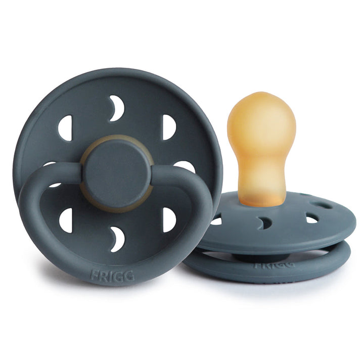 FRIGG Moon Natural Rubber Latex Pacifier Slate - Personalisable Baby Products Sold and Personalised by JustBørn