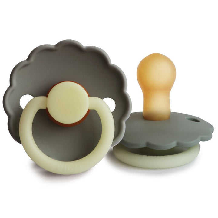 FRIGG Daisy Natural Rubber Latex Pacifier Portobello Night Glow Size 1 (0-6 months) - Personalisable Baby Products Sold and Personalised by JustBørn