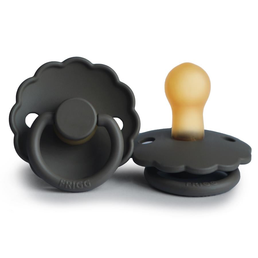 FRIGG Daisy Natural Rubber Latex Pacifier Graphite - Personalisable Baby Products Sold and Personalised by JustBørn