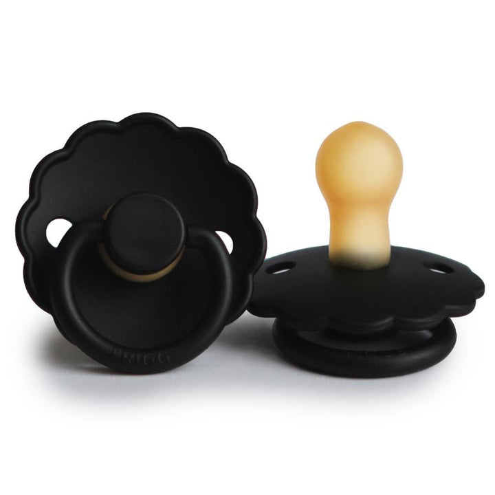 FRIGG Daisy Natural Rubber Latex Pacifier Jet Black Size 1 (0-6 months) - Personalisable Baby Products Sold and Personalised by JustBørn