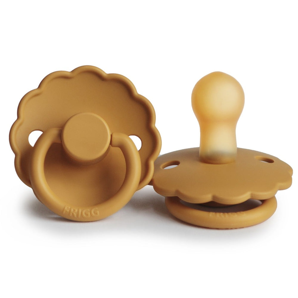 FRIGG Daisy Natural Rubber Latex Pacifier Honey Gold Size 1 (0-6 months) - Personalisable Baby Products Sold and Personalised by JustBørn