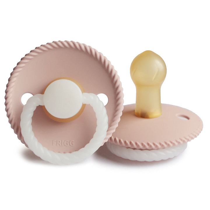 FRIGG Rope Natural Rubber Latex Pacifiers Blush Night Glow - Personalisable Baby Products Sold and Personalised by JustBørn