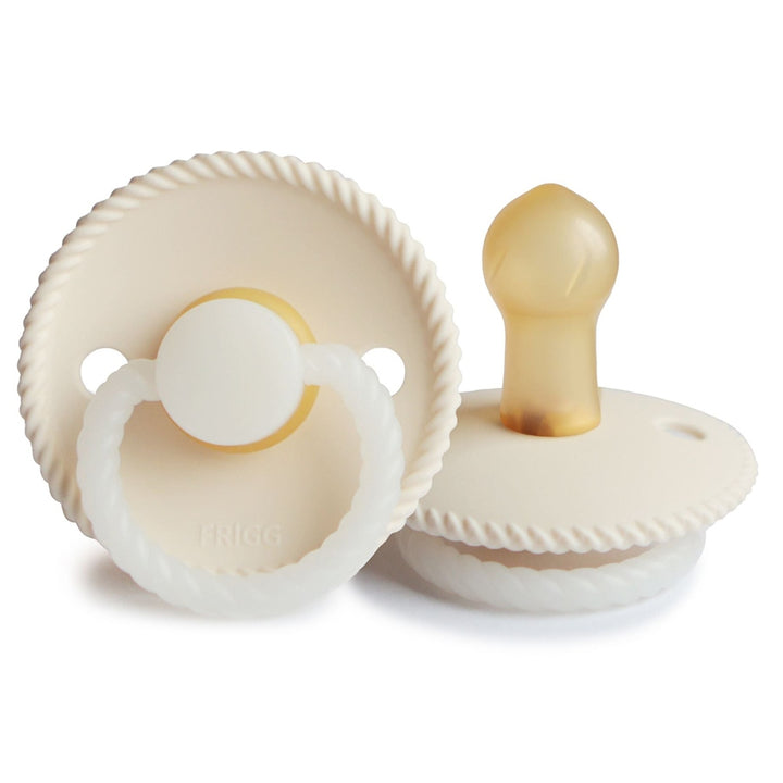 FRIGG Rope Natural Rubber Latex Pacifiers Cream Night Glow - Personalisable Baby Products Sold and Personalised by JustBørn